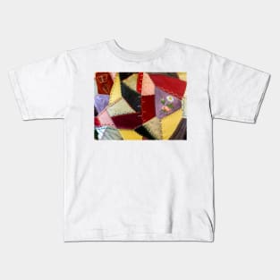 Crazy patchwork pattern with flower Kids T-Shirt